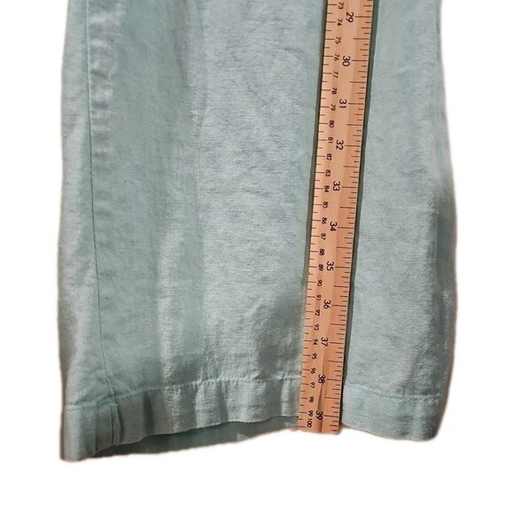 Just Living Linen Blend Mint Green Drawstring Wide Leg Pants Women LRG Lagenlook - Picture 11 of 12